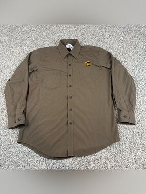 Vintage UPS TwinHill Uniform Shirt Mens Large Brown long sleeve workwear